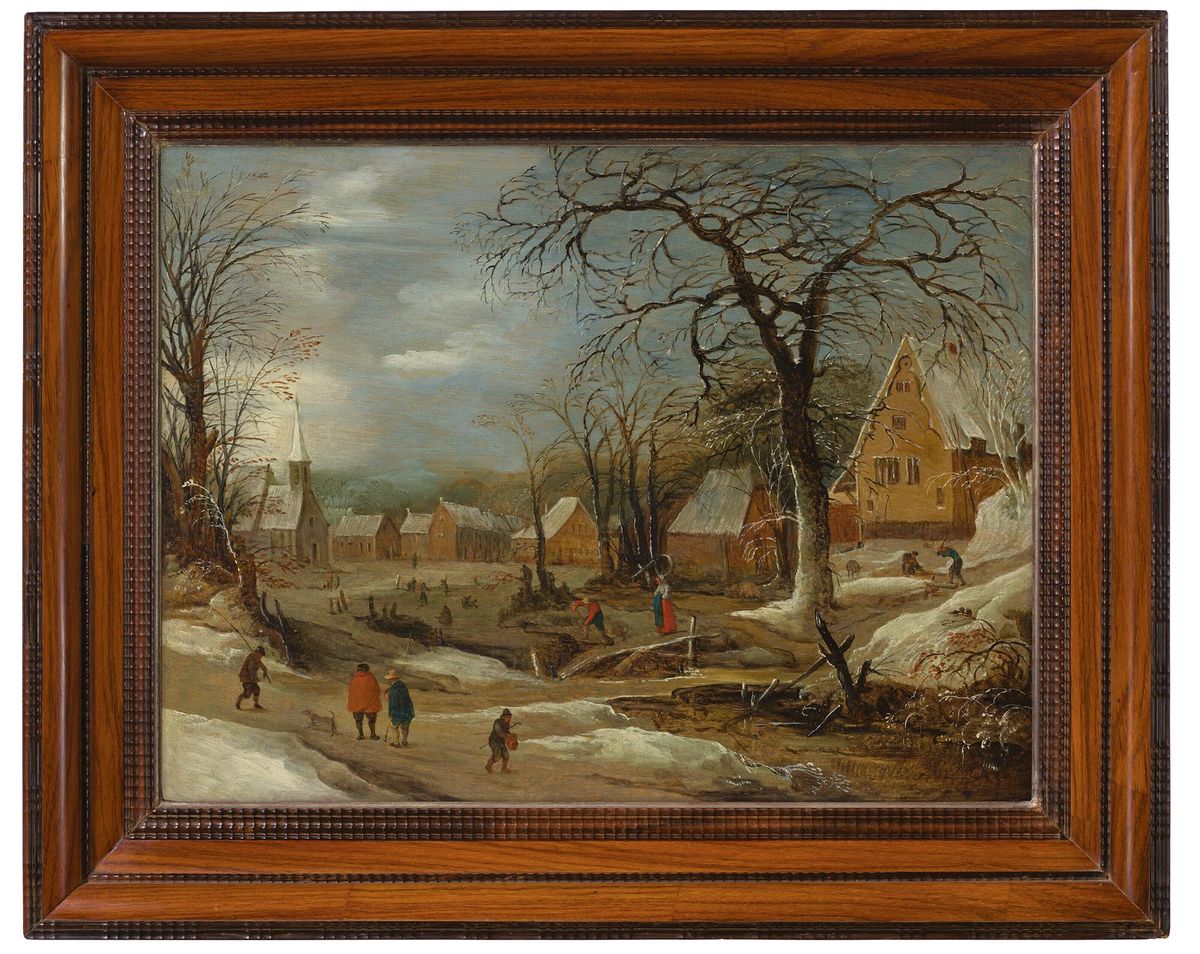 A winter landscape with figures by a frozen river in a village by Frans de Momper (1603-60) sold for a low estimate of $32,760 at Christie’s in October. The vendor had bought the work at Christie’s in 2012 for $40,260, less than half the price it made at auction in 1999 Christie's Images Ltd
