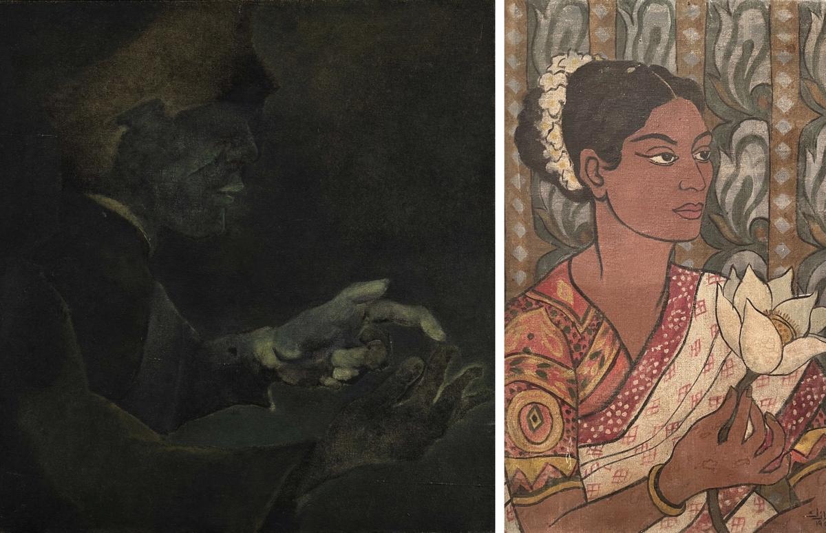 “We see this exhibition as a starting point for further research”
Left: Krishen Khanna, General in Argument (1973). Collection of Jehangir Nicholson Art Foundation, Mumbai. Right: Nazek Hamdi, The Lotus Flower (The Lotus Girl) (1955). Collection of Barjeel Art Foundation, Sharjah
