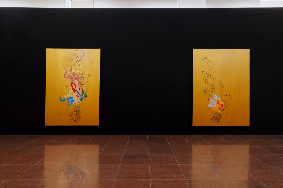 Installation view of Georg Baselitz's exhibition Eroi d’Oro at Fondazione Cini in Venice Photo: Celestia Studio