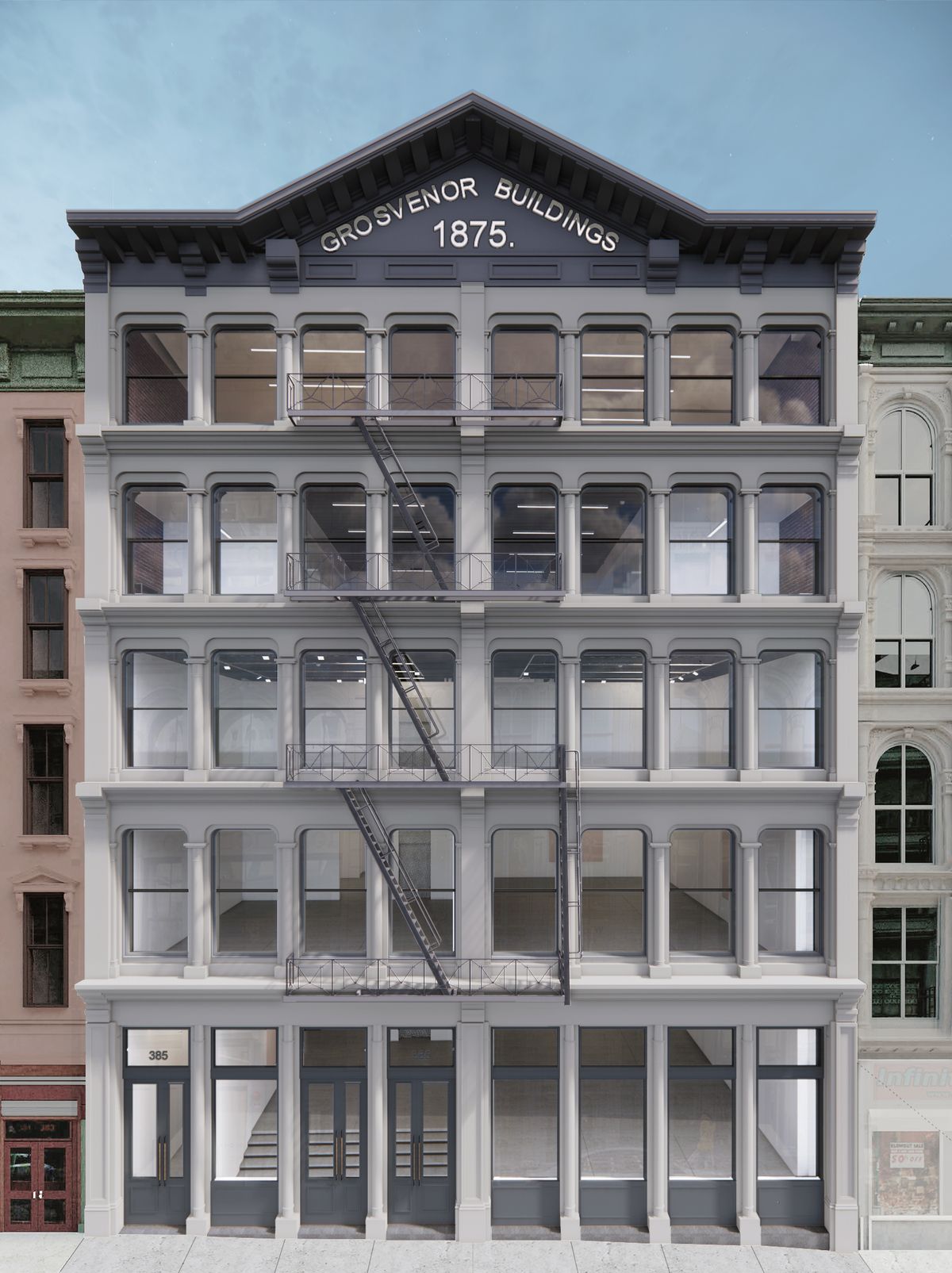 A rendering of Marian Goodman's new headquarters at 385 Broadway in Tribeca
Courtesy StudioMDA