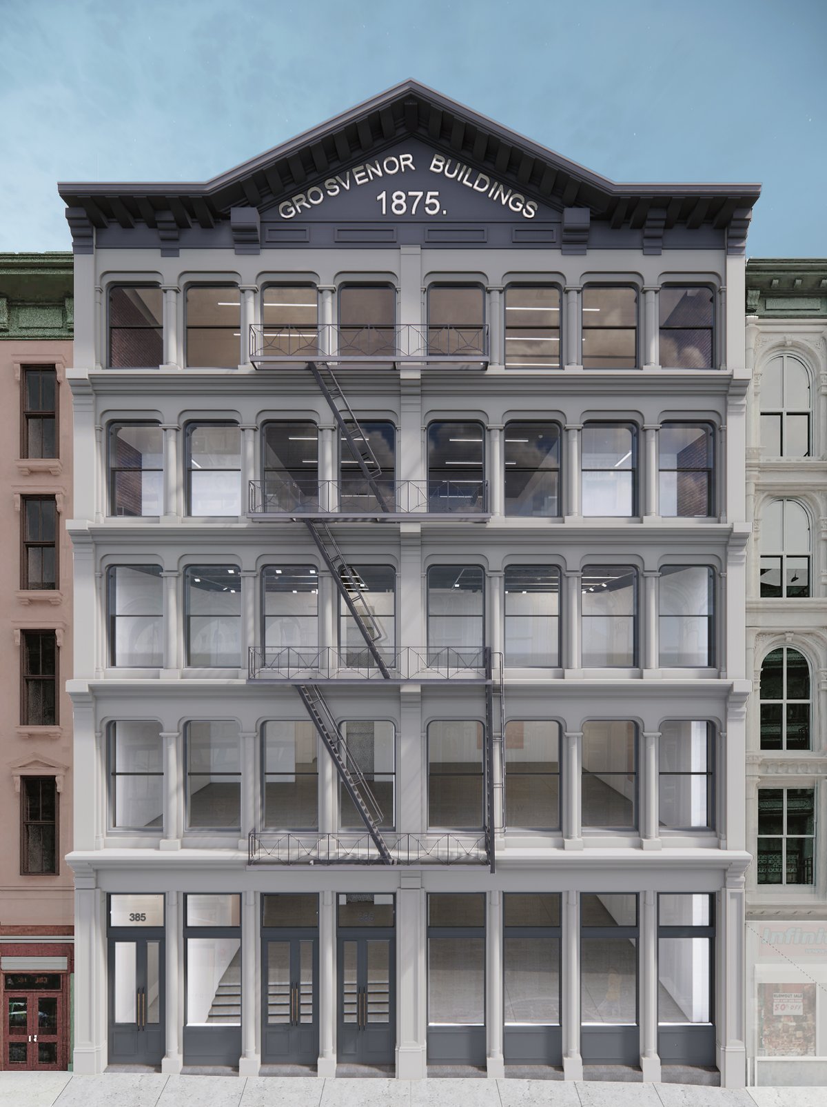 A rendering of Marian Goodman's new headquarters at 385 Broadway in Tribeca
Courtesy StudioMDA
