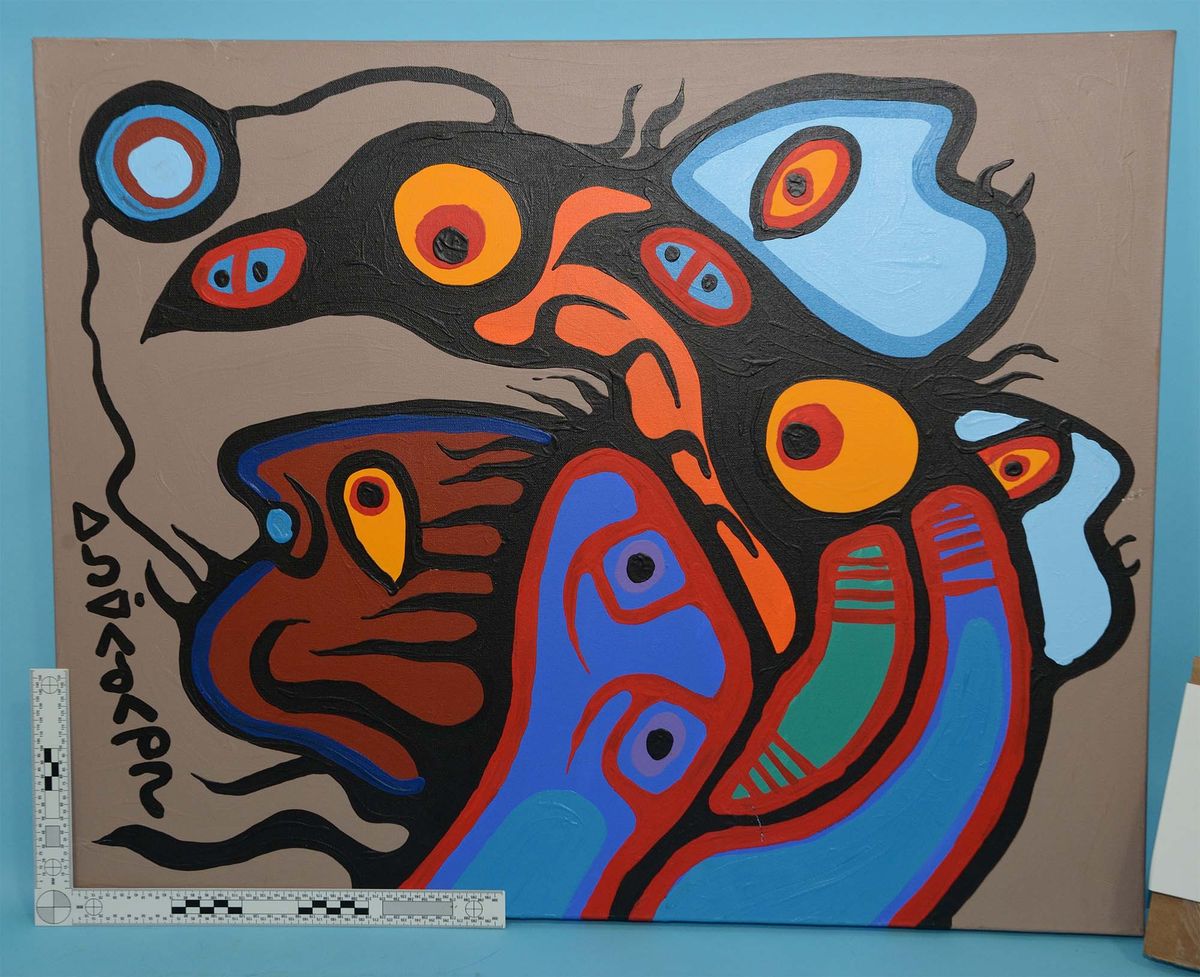 A painting in the style of Norval Morrisseau seized by the Ontario Provincial Police Courtesy Ontario Provincial Police