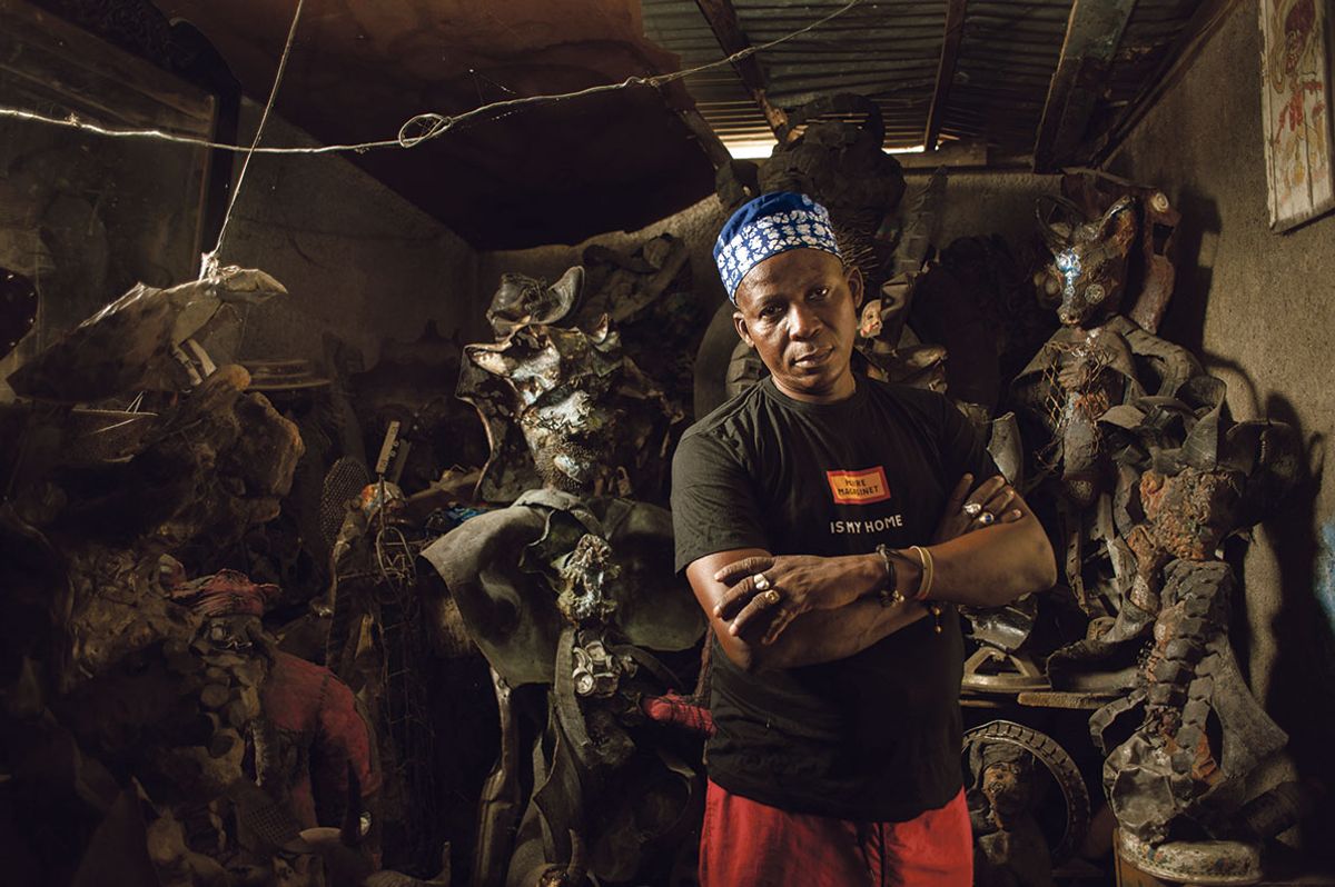 Artist André Eugène, of the Port-au-Prince-based Atis Rezistans group Photo: Leah Gordon