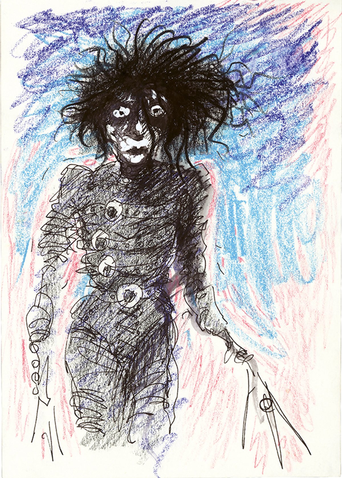 A sketch by Tim Burton for one of his most acclaimed and successful films, Edward Scissorhands (1990), which starred Johnny Depp in the title role © 1990 20th Century Studios