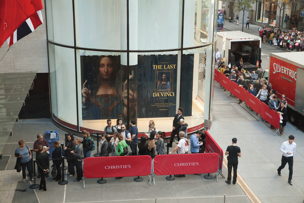 People queueing outside of Christie's New York to see Leonardo's Salvator Mundi Christie's Images Ltd 2017
