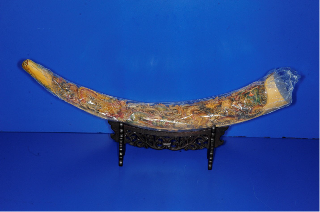 The "carved tusk" made of elephant ivory Grace Hu sold to an undercover officer last year Manhattan District Attorney's Office