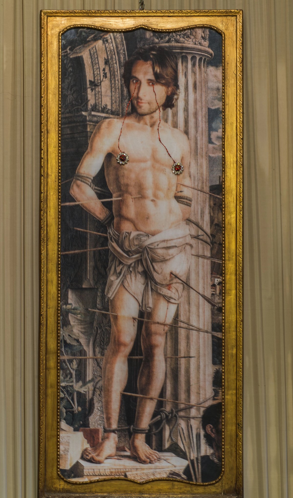 Francesco Vezzoli, Selfie Sebastian (Self-portrait as Saint Sebastian by Andrea Mantegna), 2009-14
courtesy the artist and APALAZZOGALLERY