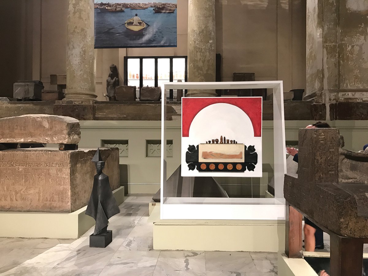 Esmat Dawestashy’s The Half Circle of Death (1981), among the sarcophaguses at the Egyptian Museum