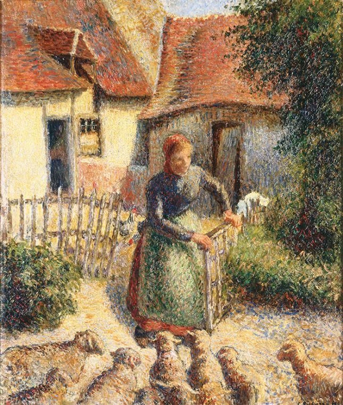 Camille Pissarro’s La Bergère Rentrant des Moutons (or The Shepherdess Bringing in Sheep) (1886) 