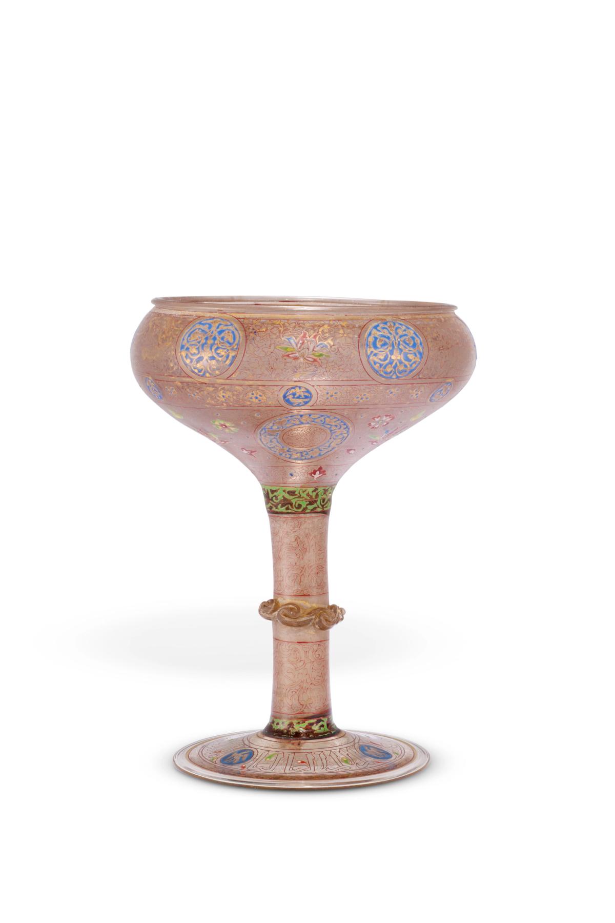 A 14th century Mamluk gilded and enamelled glass footed bowl, sold at Christie's

Courtesy of Christie's