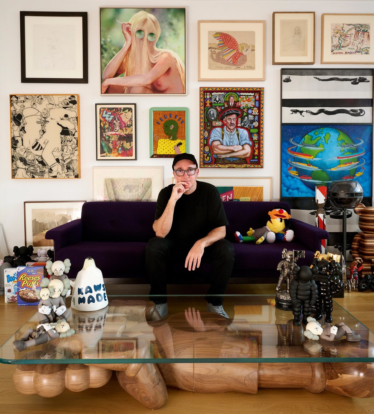 “I have these weird connections in my head that might not necessarily translate, but there’s a reason why this person is next to this person”: KAWS in his studio—parts of which have been recreated at the Drawing Center Jason Schmidt