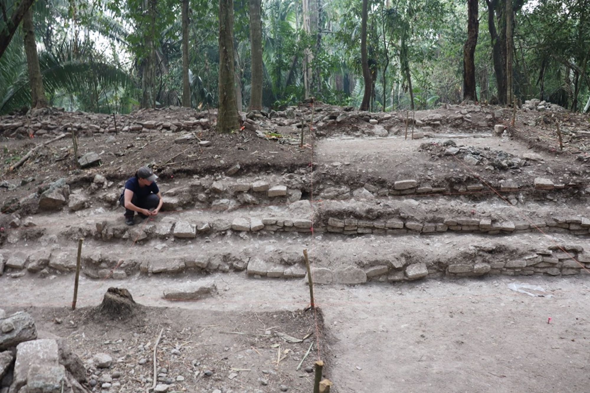 Excavations of a possible Maya council house from the Terminal Classic period at Ucanal in Guatemala Photo: Christina Halperin