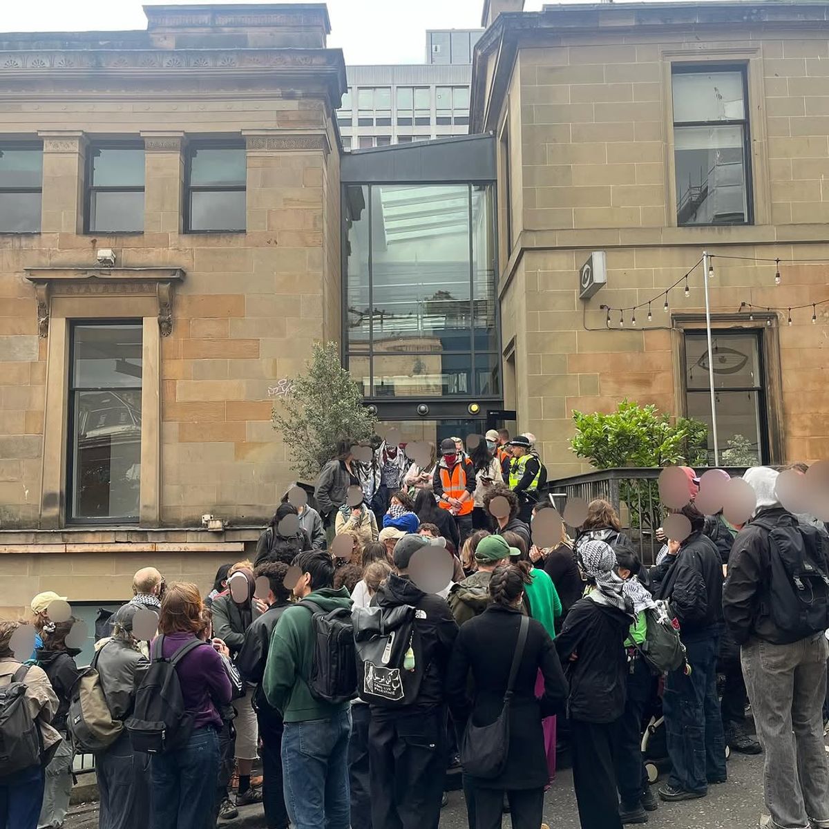Activists leaving Glasgow’s Centre for Contemporary Art (CCA) on 24 June

Art Workers for Palestine Scotland (Instagram)