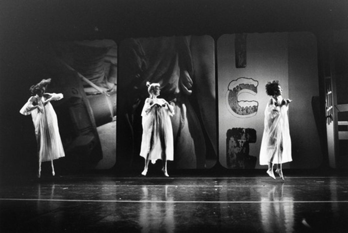 Glacial Decoy, choreographed and performed by Trisha Brown (left) (Photo: © Babette Mangolte)