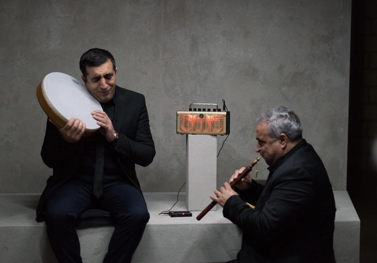 Aziz Tamoyan and Kalash Tossouni Boudoyan in Taryn Simon's An Occupation of Loss (2018) Hugo Glendinning; Courtesy of Artangel and Taryn Simon Projects