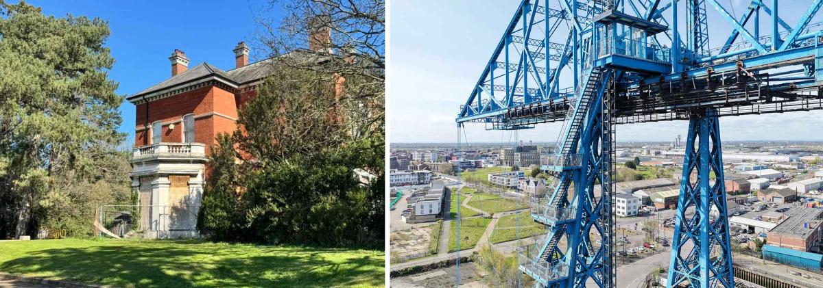 Left: Parndon Hall contains a wealth of paintings by the Victorian artist Elizabeth Arkwright, a noted horse trainer who also trained as an artist, possibly as a pupil of Edwin Landseer. Right The Tees Transporter Bridge has featured in the background of many photographs and film scenes