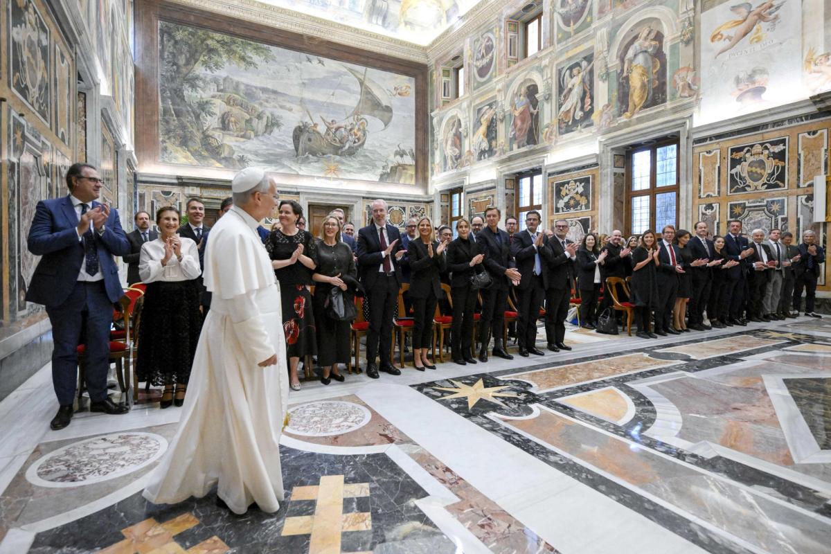 The pope greeted the Bizot Group on 10 October

Photo by (EV) Simone Risoluti/Vatican Medial/ ABACAPRESS.COM Credit: Abaca Press/Alamy Live News