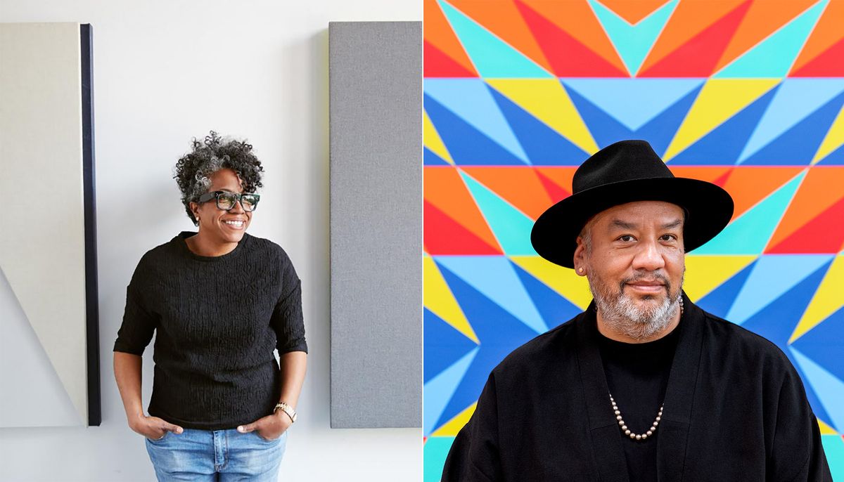 Jennie C. Jones (left) and Jeffrey Gibson (right) Jones: Jason Frank Rothenberg via Wikimedia Commons. Gibson: Brian Barlow