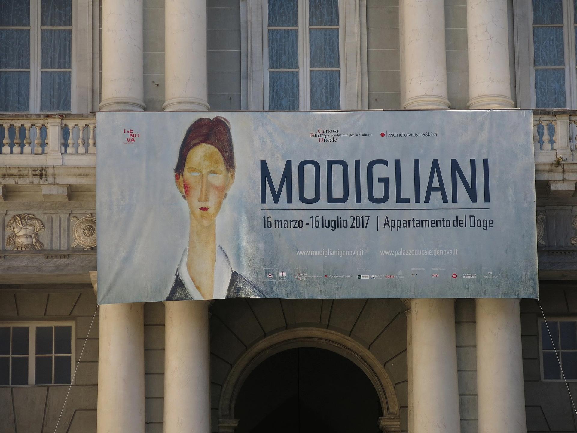 Italian police seized more than 20 paintings from a Modigliani exhibition at Genoa's Palazzo Ducale in 2017. A US dealer says insurers owe him $107m as 12 works he loaned remain in the hands of authorities. Wikimedia Commons/Enric