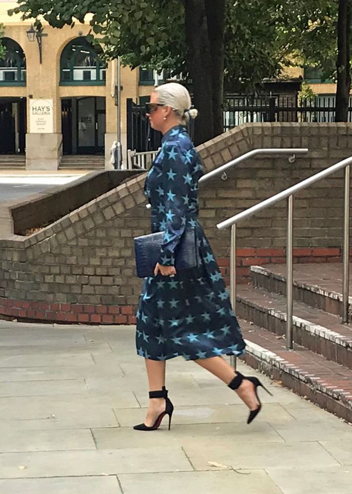 Angela Gulbenkian leaving a London court in 2019 after facing theft charges in the sale of a Kusama sculpture Central News