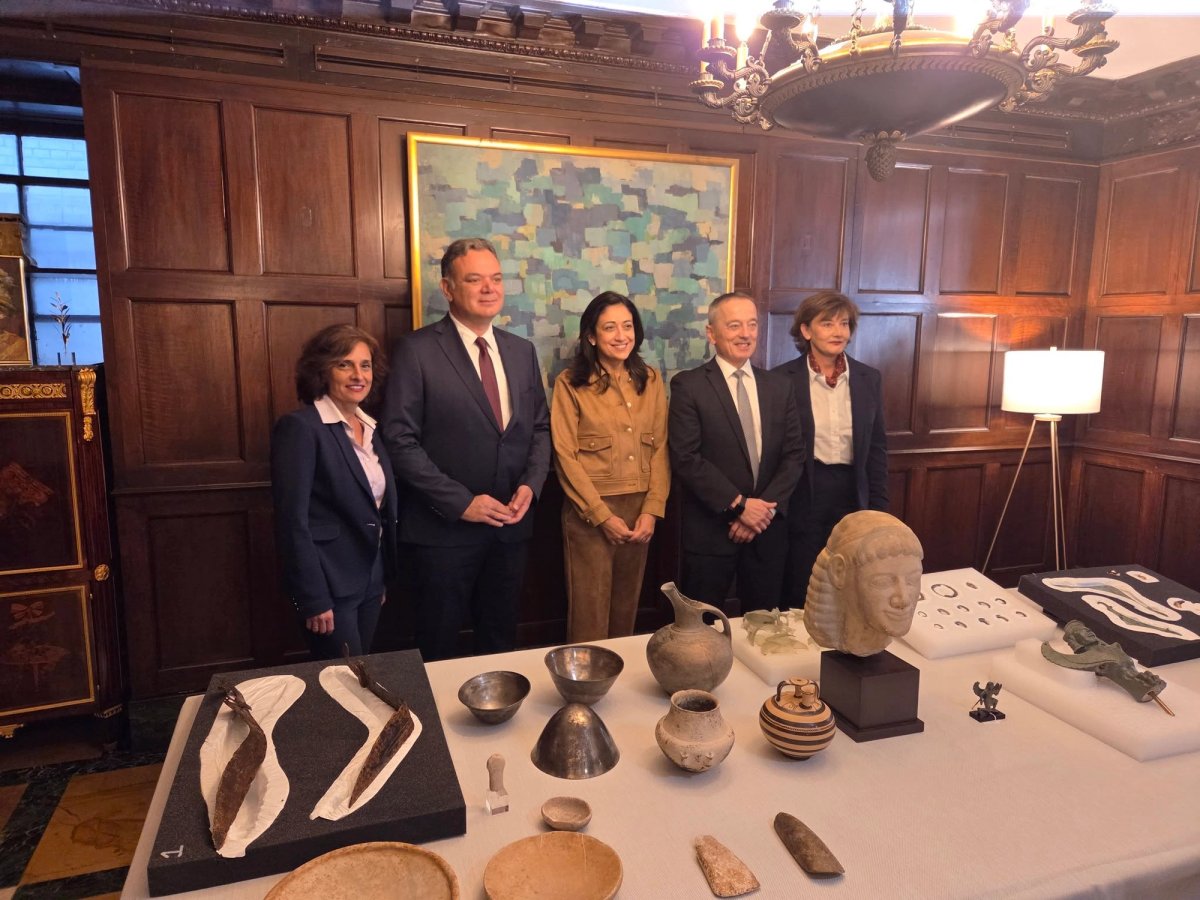Repatriation ceremony for the artefacts being returned to Greece Courtesy the Consulate General of Greece in New York City