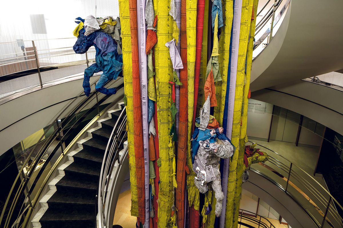 On the hoof: The Windhorse (lungta) by Asha Kama Wangdi, a Bhutanese contemporary artist, depicts a herd of mythical Tibetan wind horses—which are also symbols in Buddhism—created using discarded prayer flags © Dave De Armas Photography; all rights reserved