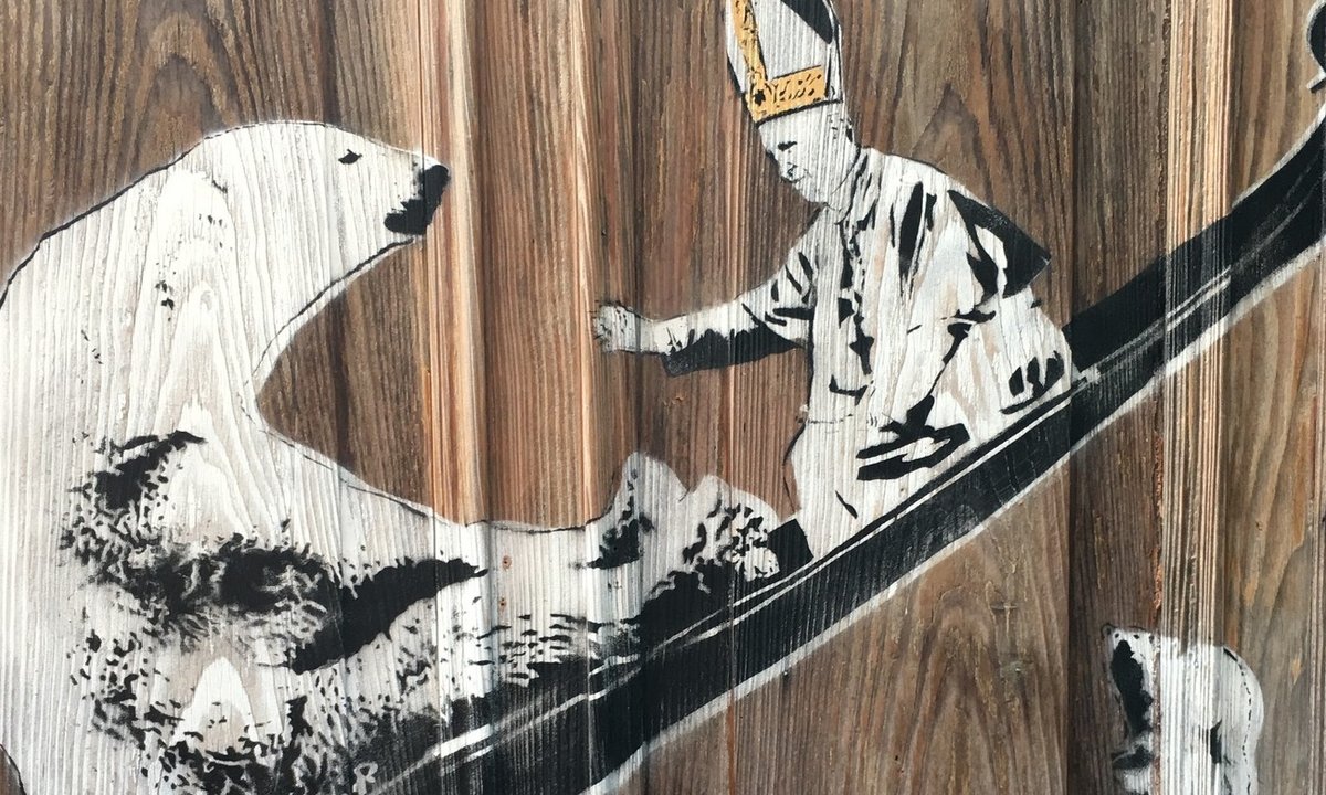 The Pope gives us hope climate change graffiti unveiled in Venice