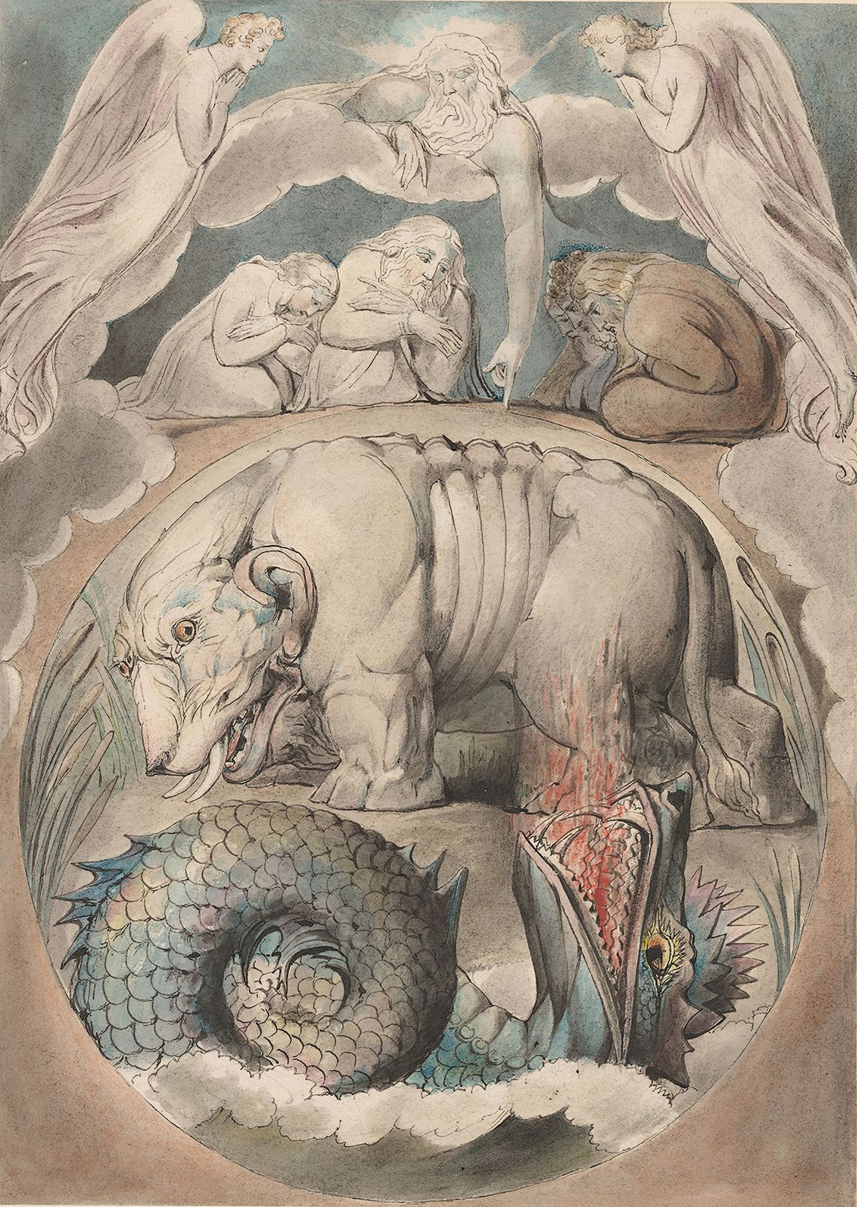Here be monsters: William Blake’s Behemoth and Leviathan (1805-10), from his Illustrations for the Book of Job
© Morgan Library & Museum
