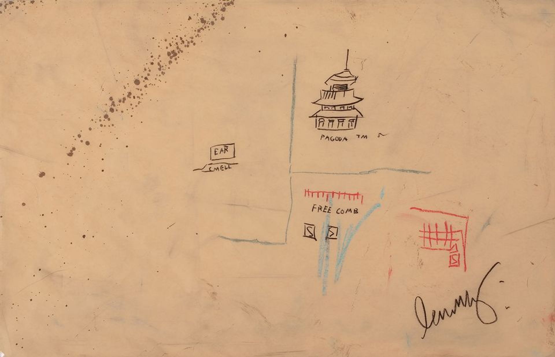 Jean-Michel Basquiat's Free Comb with Pagoda (1986) Image: DaystromNFT