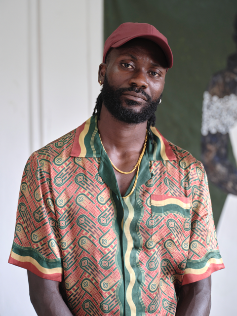 Amoako Boafo in his studio, Accra, 2025. 

Photo: Nii Odzenma