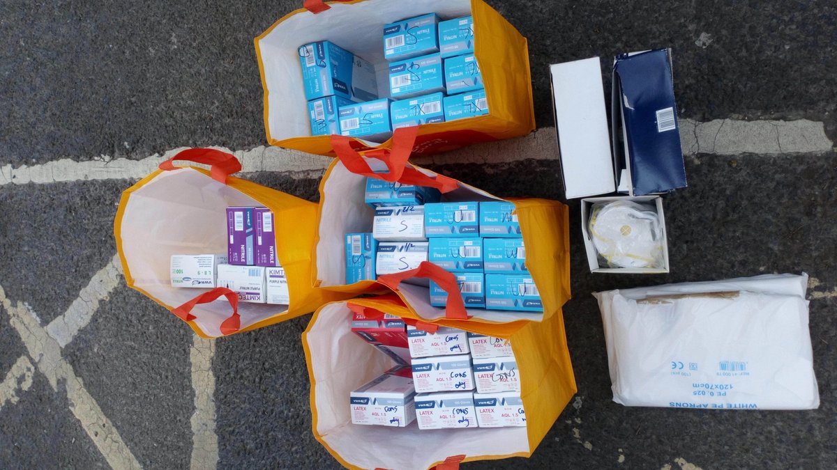 Personal protective equipment (PPE) such as gloves, masks, disposable aprons and goggles, usually used when handling works of art, have been donated to frontline health workers Courtesy of the Oxford University Museums