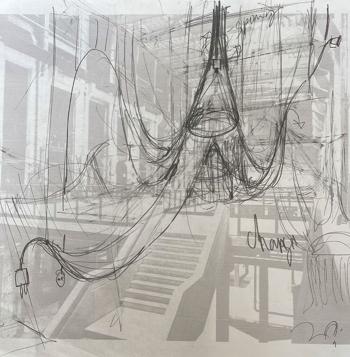 Laure Prouvost's working sketch for We Felt a Star Dying, a plant-like installation inspired by her collaboration with the Google Quantum AI team and the philosopher Tobias Rees Courtesy of the artist and the LAS Foundation