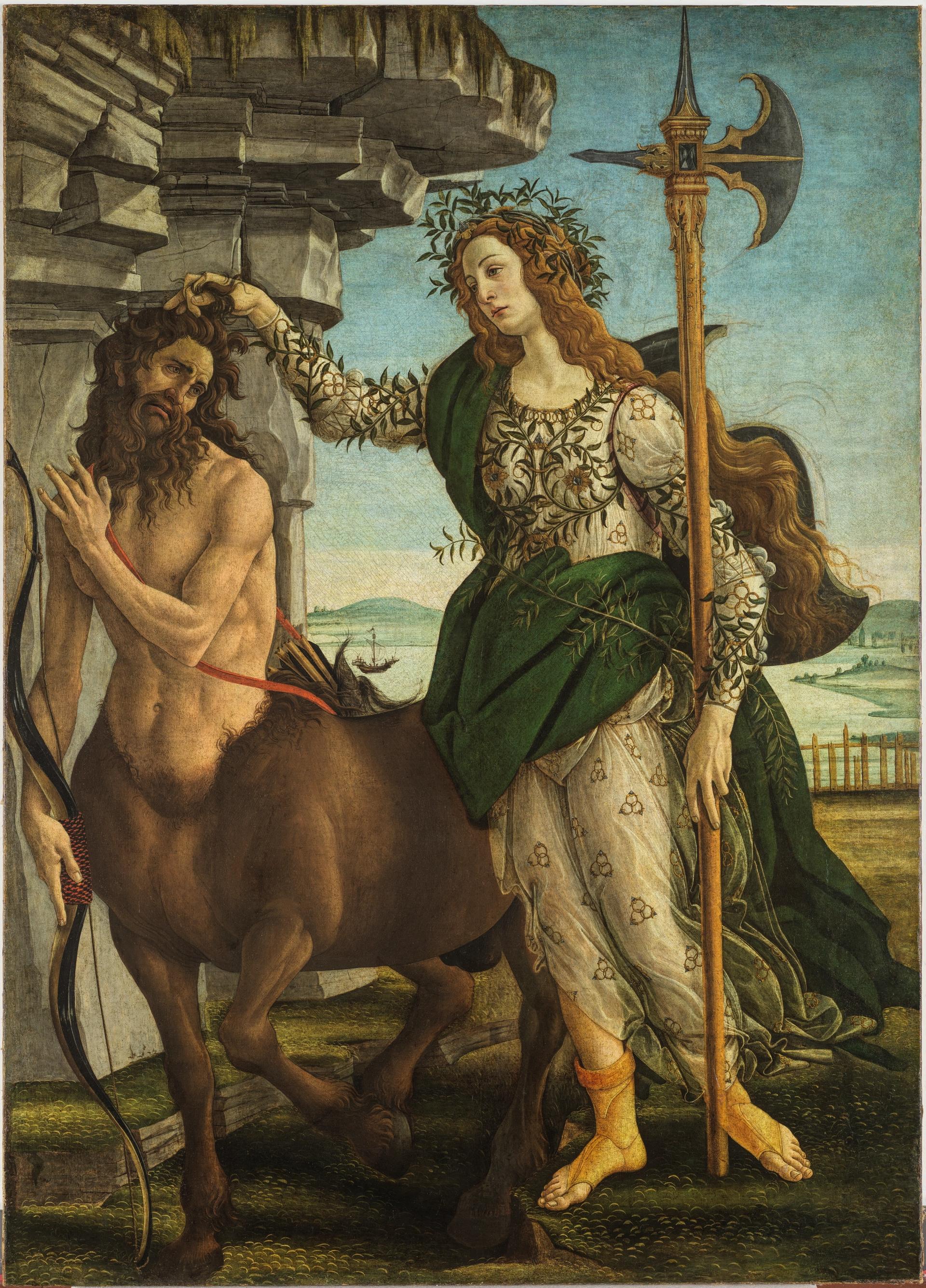 Sandro Botticelli's Pallas and the Centaur (around 1482). Uffizi Galleries.