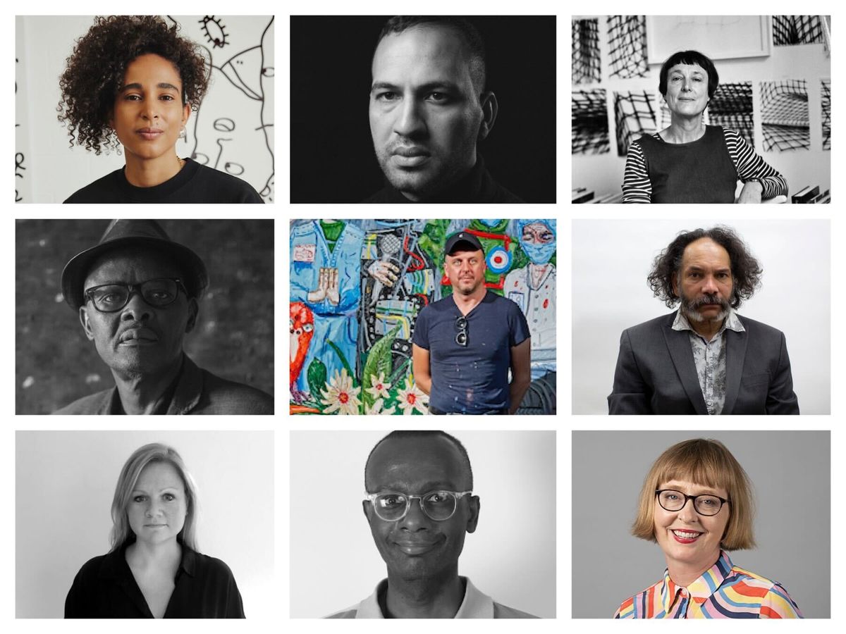 Artists commissioned by the Government Art Collection (left to right from top to bottom): Shantell Martin, Mohamed Hassan, Cornelia Parker, Vanley Burke, Dale Lewis, Hew Locke, Sophie Gerrard Leslie Thompson, Joy Gerrard

Photos: Government Art Collection
