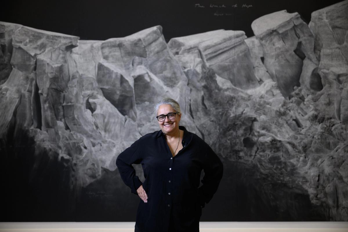 Tacita Dean in 2023. For her latest book she has taken close up photographs of Cy Twombly's work AAP Image/Dan Himbrechts; Australian Associated Press/Alamy Live News