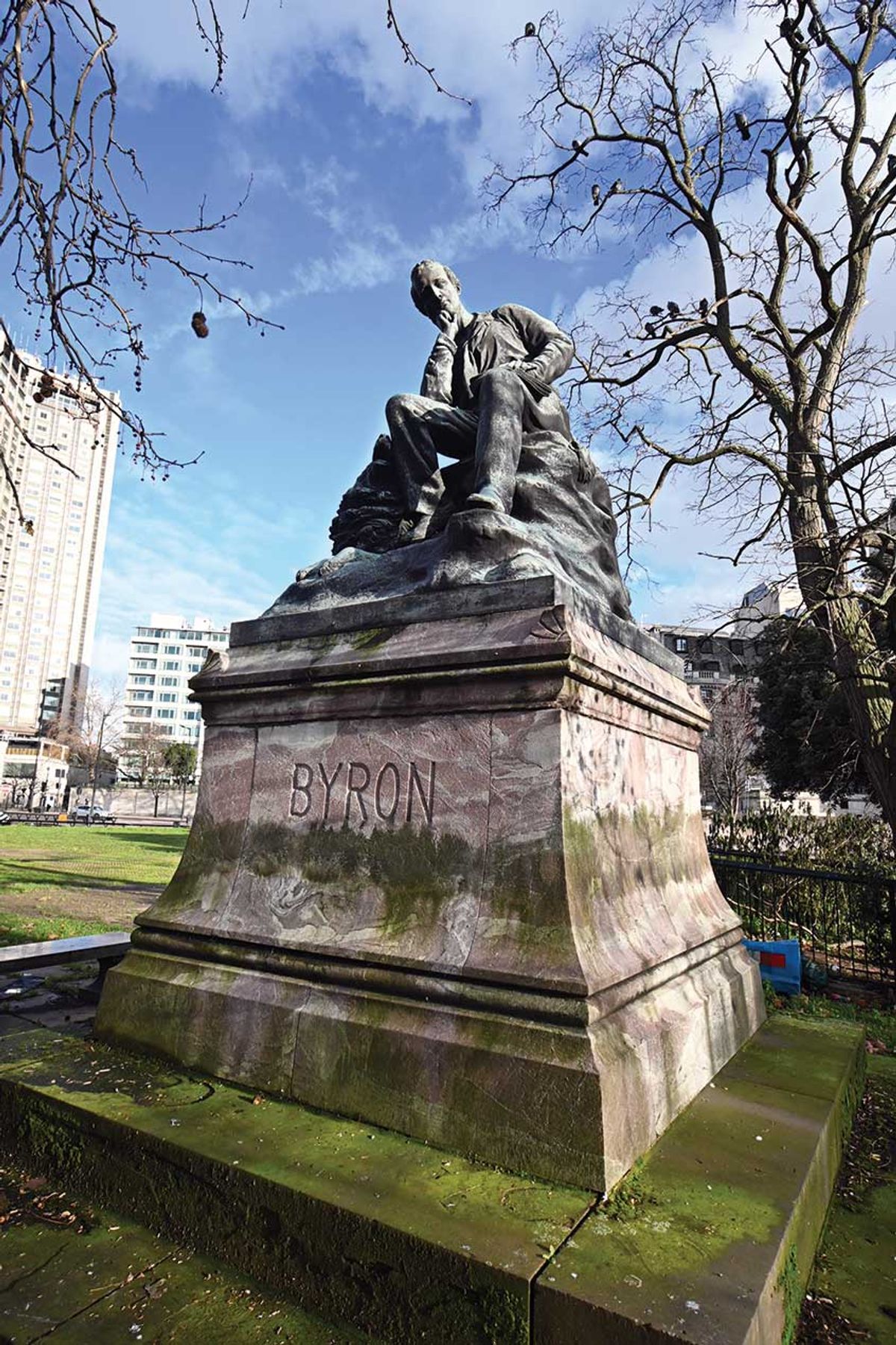 The 1880 memorial to Lord Byron, by the London sculptor Richard Belt, is at present enclosed by a six-lane road system

Photo: © Loco Steve


