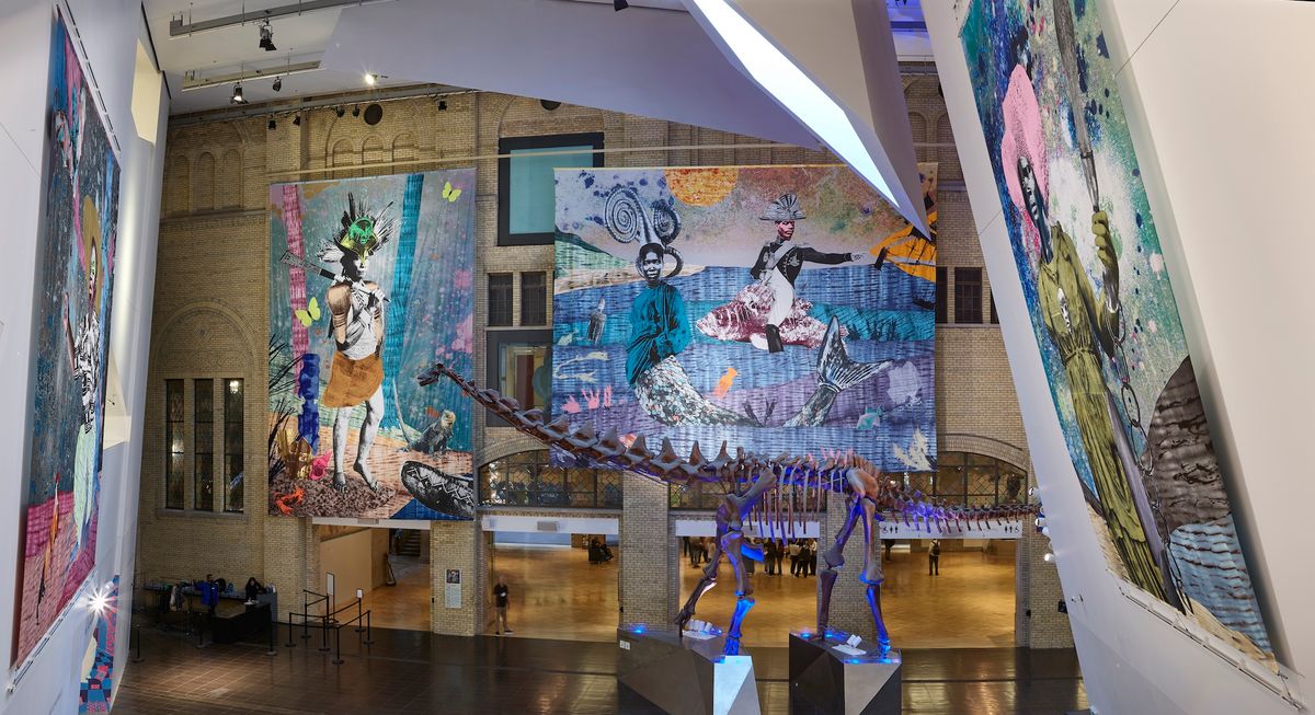 Installation view of Raphaël Barontini's project at the Royal Ontario Museum as part of the Toronto Biennial of Art, 2026. Co-commissioned by the Toronto Biennial of Art and the Royal Ontario Museum Photography: Paul Eekhoff
