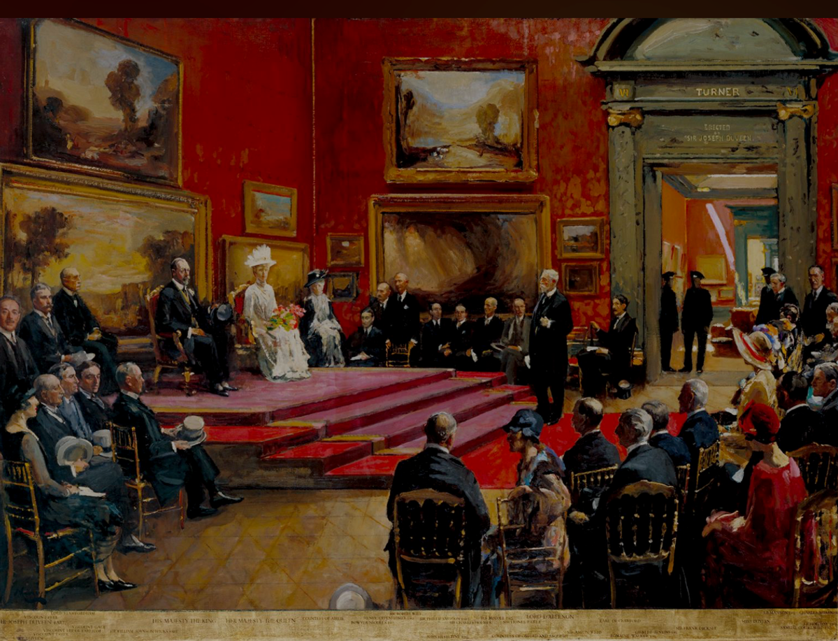 John Lavery’s King George V, Accompanied by Queen Mary, at the Opening of the Modern Foreign and Sargent Galleries at the Tate Gallery, 26 June 1926 

Tate, London