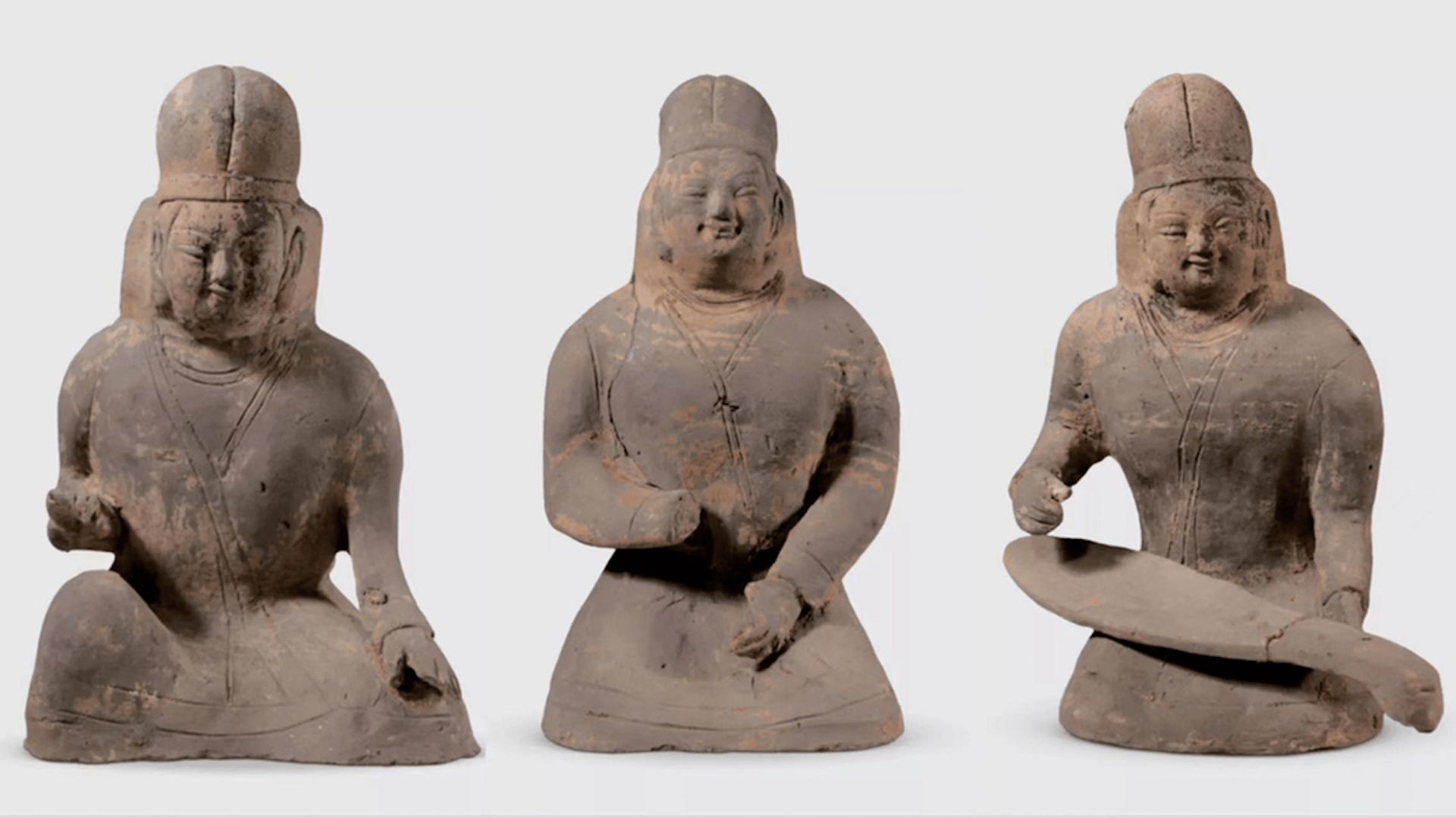 Terracotta figurines discovered by archaeologists from the Datong Institute of Cultural Relics and Archaeology in a tomb dating to the Northern Wei Dynasty in Datong, Shanxi province. Photo courtesy the Datong Institute of Cultural Relics and Archaeology, via China Daily