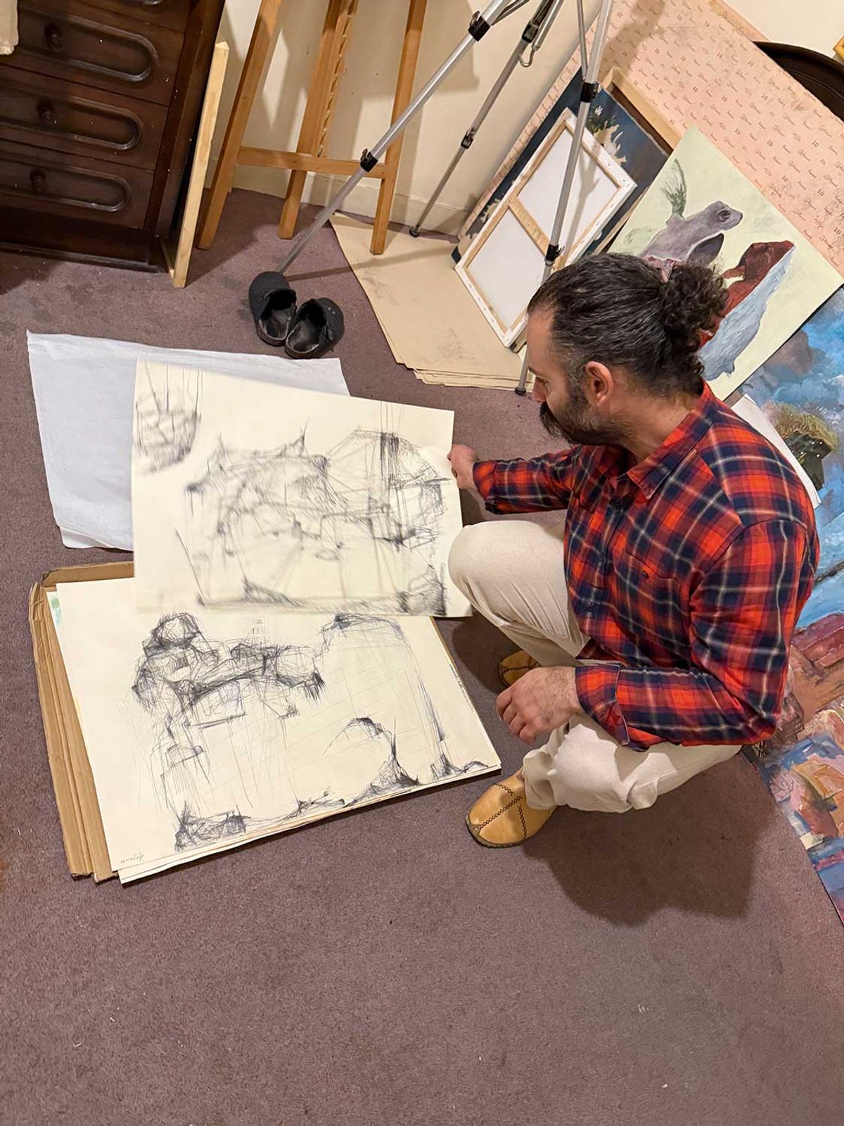 Boyeh Sadatnia at his studio in Tehran
© Sarvy Geranpayeh