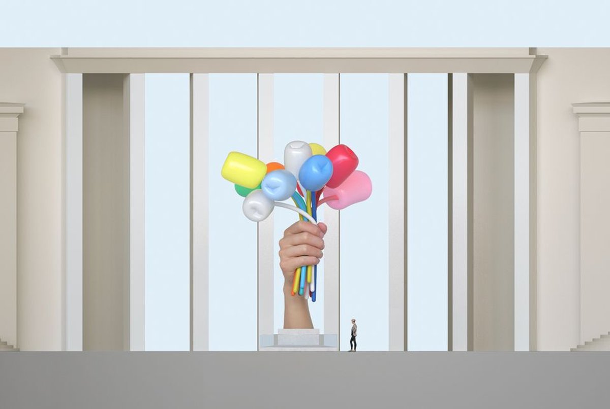 A rendering of Bouquet of Tulips by Jeff Koons Jeff Koons. Courtesy Noirmontartproduction
