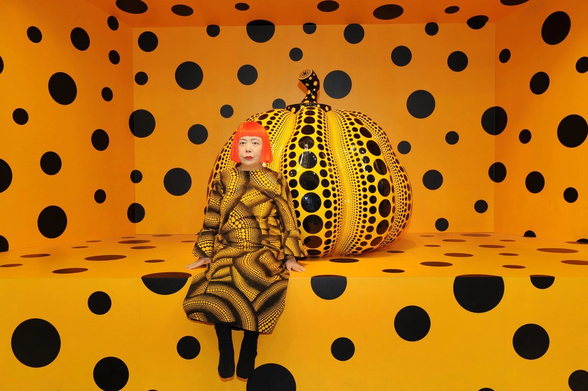 Kusama with Pumpkin, 2010 © Yayoi Kusama. Courtesy of Ota Fine Arts, Tokyo/Singapore/Shanghai; Victoria Miro, London/Venice; David Zwirner, New York