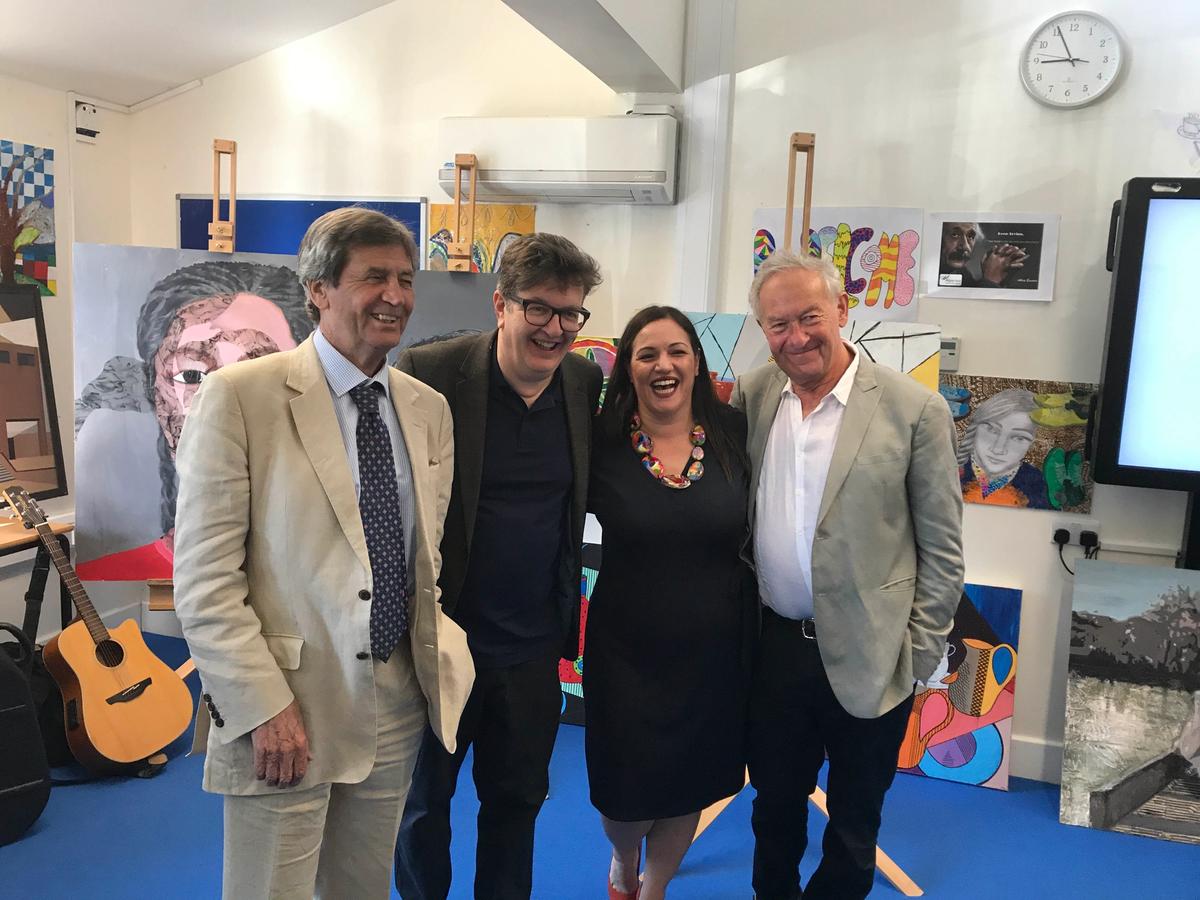 The AIR launch. From left: the author Melvyn Bragg, artist Mark Wallinger, Andria Zafirakou and broadcaster Simon Schama Gareth Harris