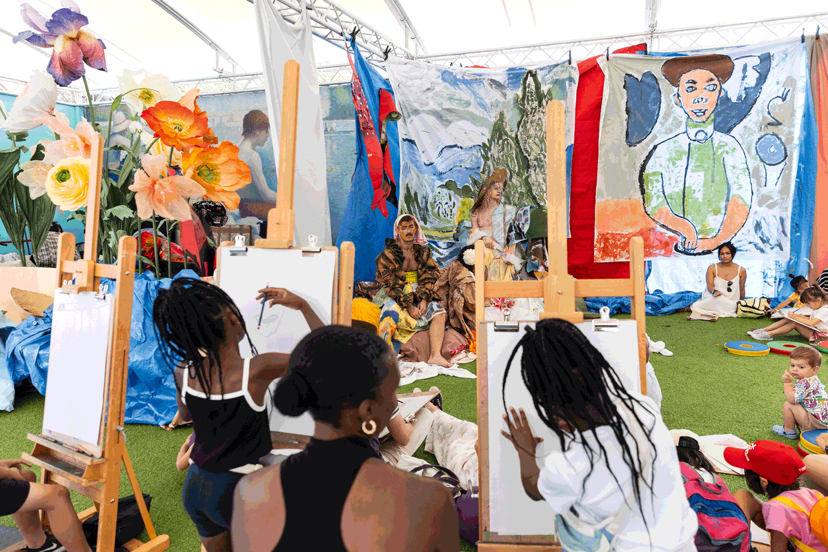 Summer on the Square is a programme of free creative sessions and activities outside the National Gallery which returned in August 2024 © Ellie Kurttz