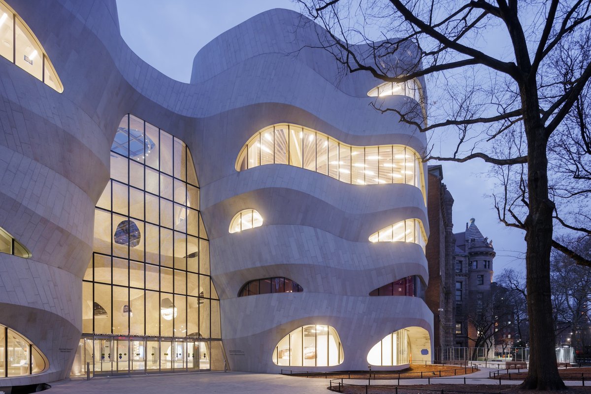 The exterior of the American Museum of Natural History's new Gilder Center at dusk Photo: Iwan Baan