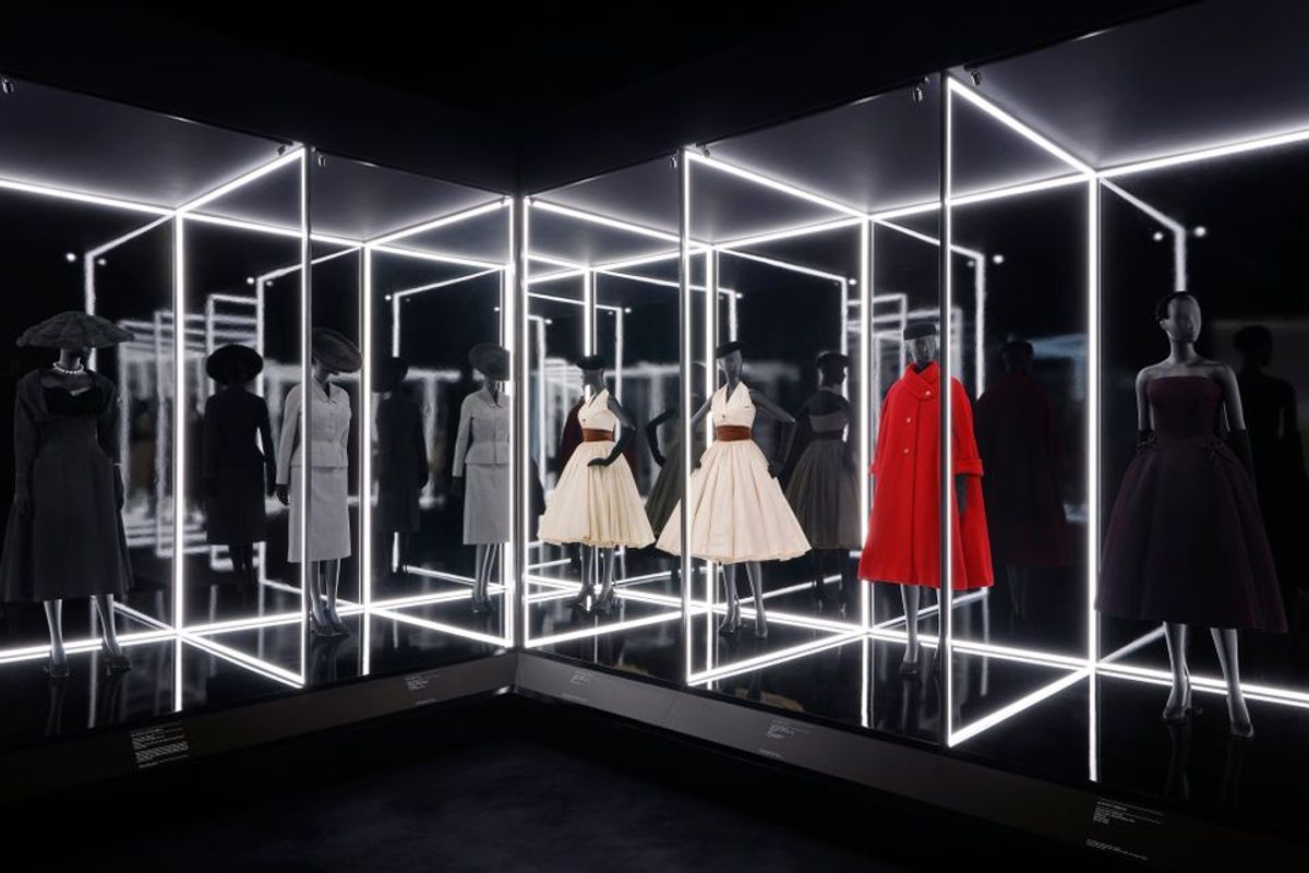 An installation view of the Christian Dior: Designer of Dreams exhibition at the Victoria and Albert Museum in London © Adrien Dirand