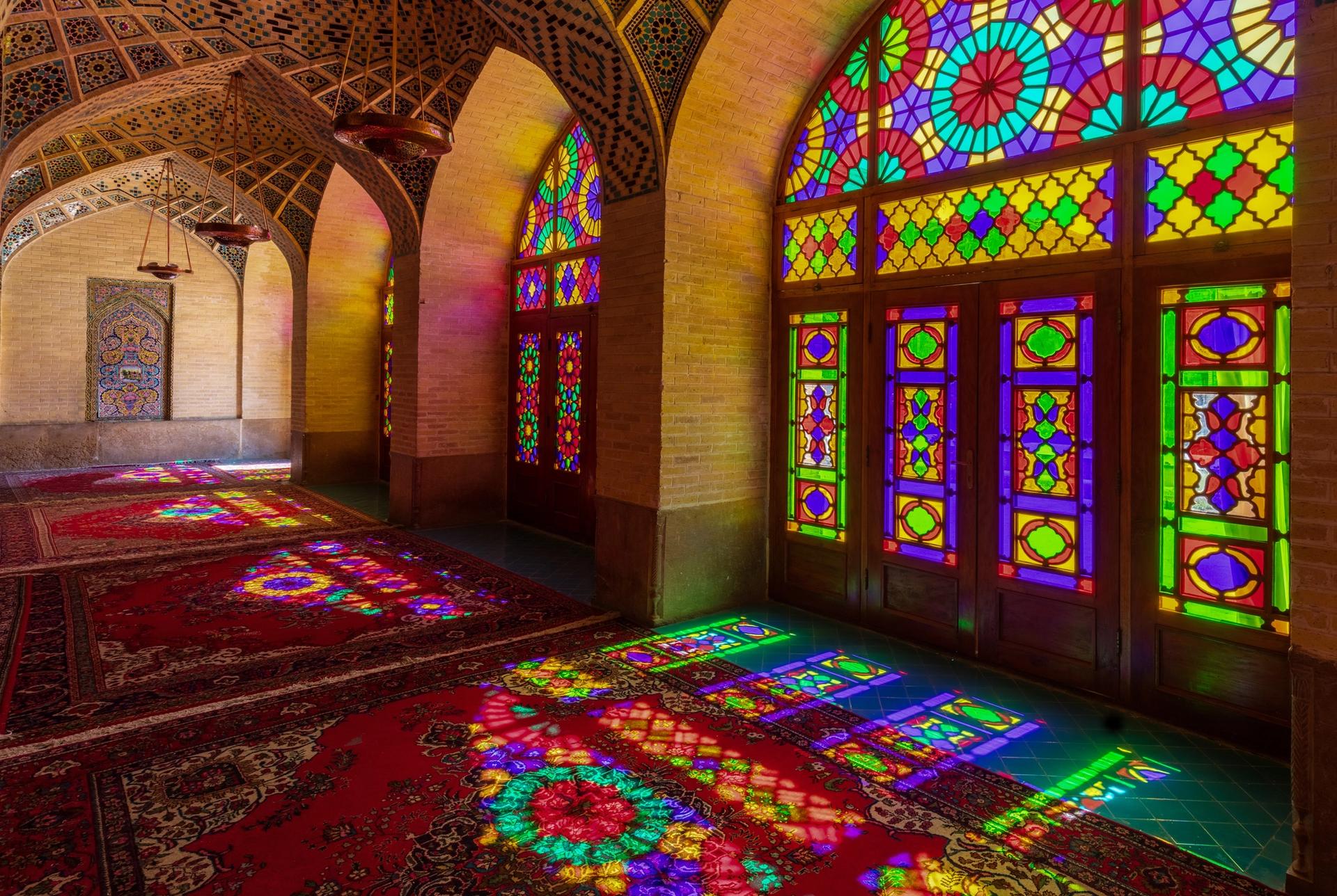The Nasīr al-Mulk Mosque in Shiraz, also known as the Pink Mosque, with its rainbow hued stained glass, was among Twitter users' favourite Iranian cultural sites Photo: Diego Delso