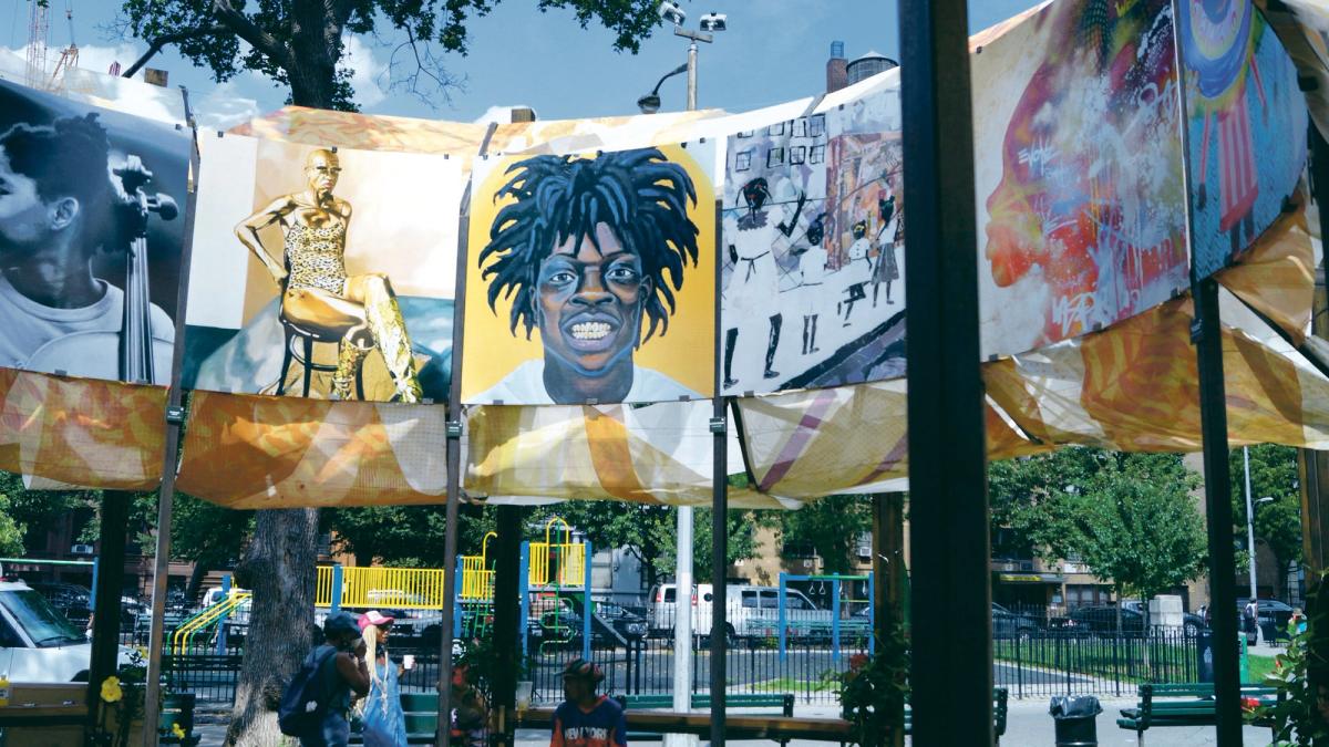 Up in the air: Sankofa, a 32ft rotating installation in Marcus Garvey Park designed by Jerome Haferd, features works by 12 local artists and was created in partnership with the Harlem Grown urban-farm initiative Courtesy Harlem Grown