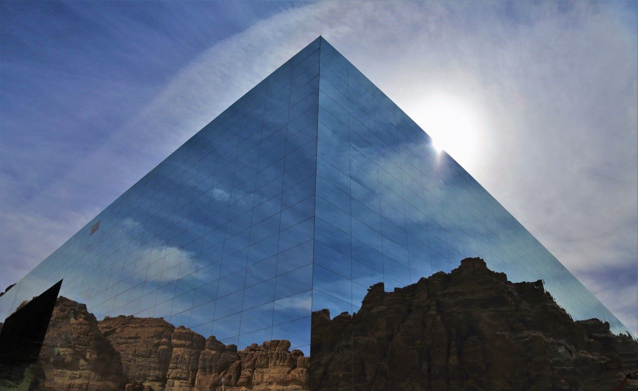 The Maraya (meaning 'mirror' in Arabic) concert hall in the AlUla desert in Saudi Arabia, is hosting the Andy Warhol show Fame Courtesy of the Royal Commission for AlUla