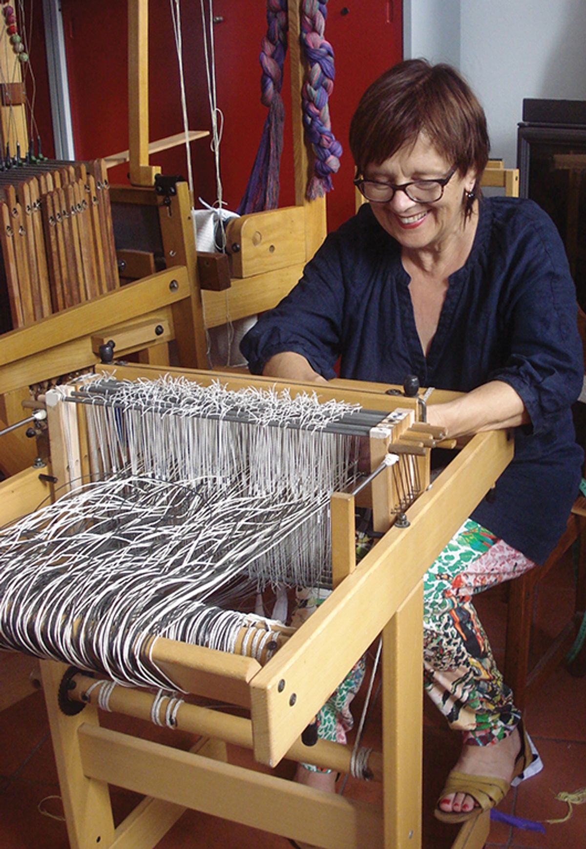 Helena Loermans works on a handloom at her studio in southern Portugal Courtesy of Helena Loermans